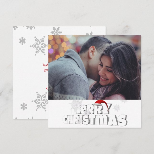 Minimalist Christmas Trendy Simple Photo Holiday Card (Front/Back)