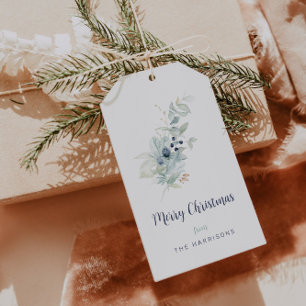 Minimalist Christmas Watercolor Botanical  Gift Tags