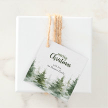 Minimalist Christmas Watercolor Evergreen Snow 