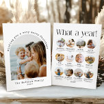 Minimalist Christmas What a Year Photo Collage Holiday Card<br><div class="desc">Modern Year in Review Christmas card featuring a clean circular family photo collage design. The front includes space for your family name, year, and holiday greeting in minimalist typography. The back showcases 12 photo slots (one for each month) with room for short updates in a simple matching font, and the...</div>