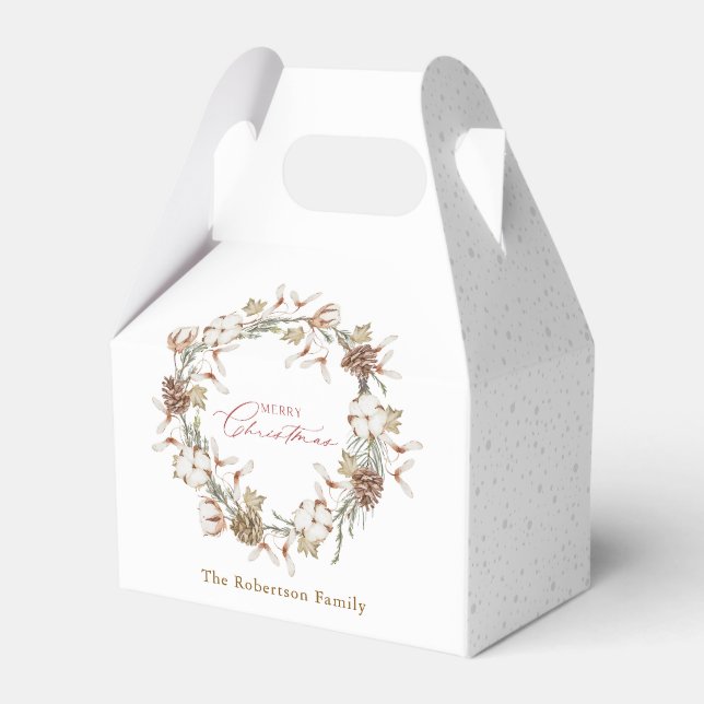 Minimalist Christmas Wreath Favor Box (Front Side)