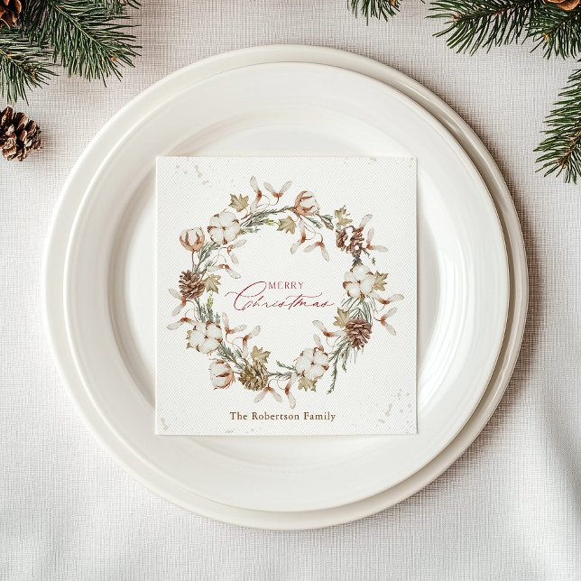 Minimalist Christmas Wreath Napkin (Creator Uploaded)