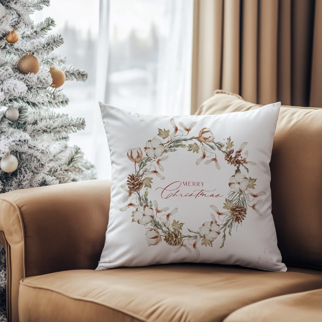 Minimalist Christmas Wreath Throw Pillow (Creator Uploaded)