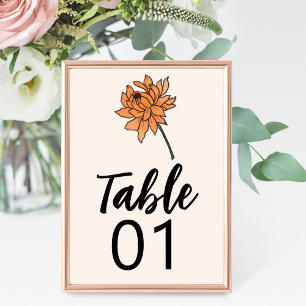 Minimalist Chrysanthemum Wedding Table Number