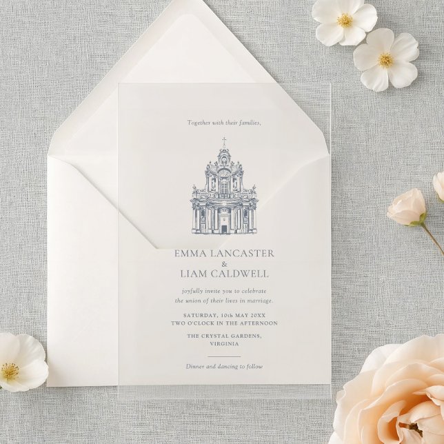 Minimalist Church Venue I Baroque Wedding Acrylic Invitations (Creator Uploaded)