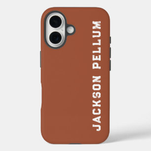 Minimalist Cinnamon Brown Monogram Name Case-Mate iPhone 16 Case