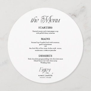 Minimalist Circle Wedding Menu Black