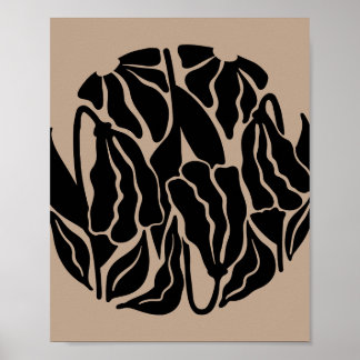 Minimalist Circular Floral Matisse Style  Poster