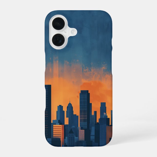 Minimalist City Skyline iPhone 16 Case (Back)