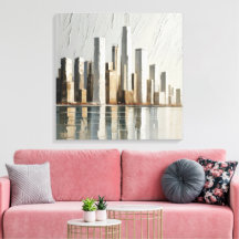 Minimalist Cityscape Textured 3D Paining