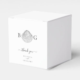 Minimalist Clam Seashell Monogram Wedding Favor Box