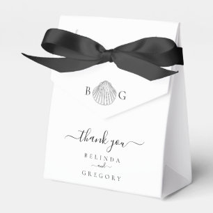 Minimalist Clam Seashell Monogram Wedding  Favor Box