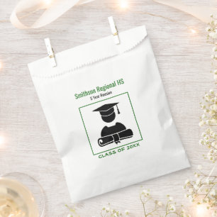 Minimalist Class Reunion Black Green Custom Favour Bag