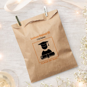 Minimalist Class Reunion Black Orange Custom Favour Bag
