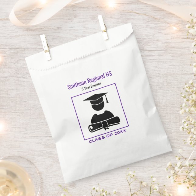 Minimalist Class Reunion Black Purple Custom Favour Bag (Clipped)