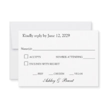 Minimalist Classic Black and White RSVP Card