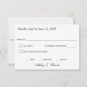 Minimalist Classic Black and White RSVP Card
