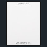 Minimalist Classic Black Simple Line Name Address Letterhead<br><div class="desc">Minimalist Classic Black Simple Line Modern Classic Name Address Letterhead</div>