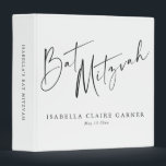 Minimalist Classic Black White Custom Bat Mitzvah  Binder<br><div class="desc">This modern Bat Mitzvah guest book features bold handwritten-style lettering paired with clean, timeless typography. Designed in classic black and white, it works beautifully as a place to collect guest messages, preserve event photos, or use as a planning and memory book before and after the celebration. A meaningful keepsake for...</div>