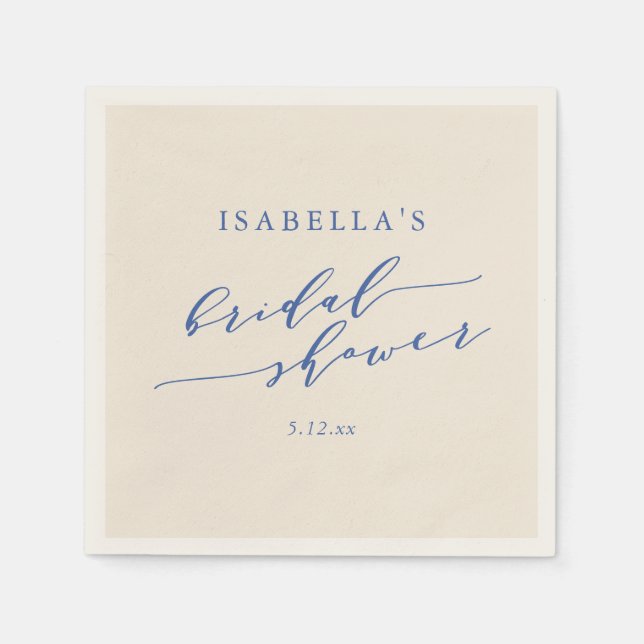 Minimalist Classic Blue Chic Bridal Shower Custom Napkin (Front)