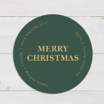 Minimalist Classic Christmas Green Envelope Seals<br><div class="desc">This minimalist classic christmas green envelope seals features modern, minimalist design that is both elegant and simple. Whether you prefer a classic, traditional look or a more contemporary style, with gold typography on a green background, you'll find the perfect card to celebrate the season. Personalize your cards easily to create...</div>