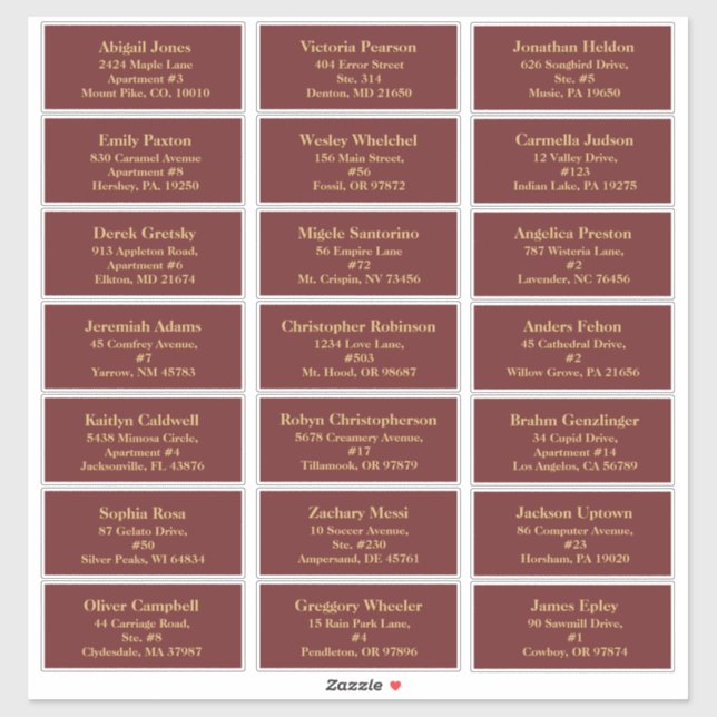 Minimalist Classic Christmas Red Guest Address (Sheet)