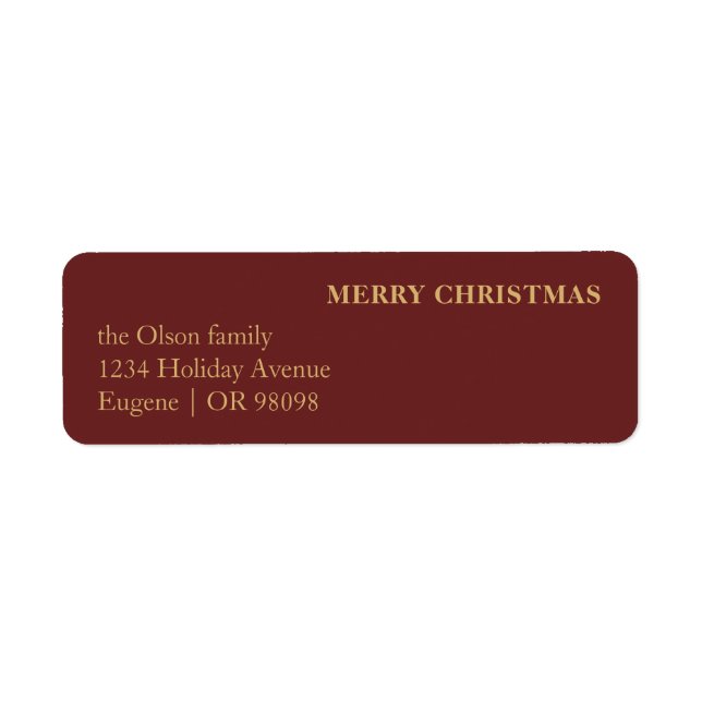 Minimalist Classic Christmas Red Return Address (Front)