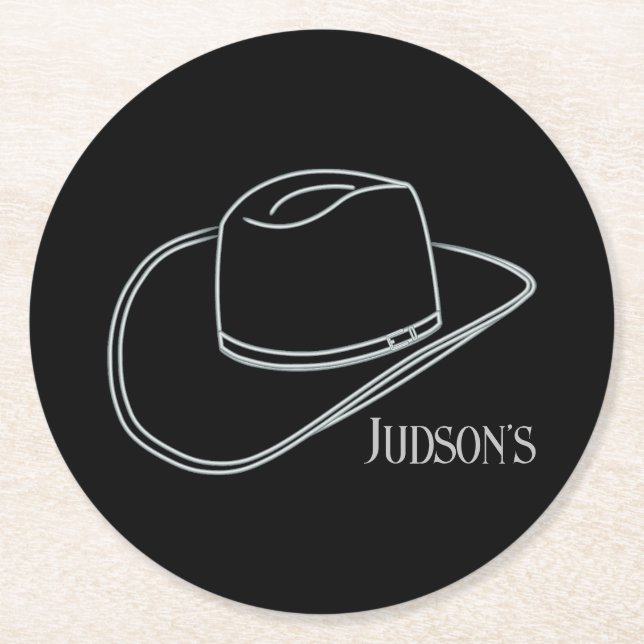 Minimalist Classic Cowboy Beer Drink Coasters (Front)