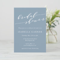 Minimalist Classic Dusty Blue Bridal Shower
