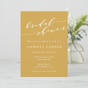 Minimalist Classic Dusty Yellow Bridal Shower Invitation