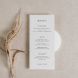 Minimalist Classic Font Wedding Menu Card<br><div class="desc">Designed to coordinate with our Minimalist All In One Collection, this customizable matching wedding menu card features a clean and simple layout, with classic font. For more advanced customization of this design, e.g. changing layout, font or text size please click the "CUSTOMIZE" button above. Please contact me for any questions!...</div>