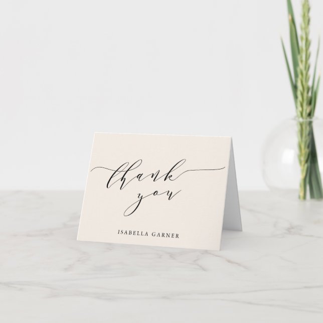 Minimalist Classic Ivory Cream Bridal Shower  Thank You Card (Front)