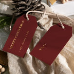 Minimalist Classic Merry Christmas Red Gift Tags<br><div class="desc">This minimalist classic merry christmas red gift tags features modern, minimalist design that is both elegant and simple. Whether you prefer a classic, traditional look or a more contemporary style, with gold typography on a red background, you'll find the perfect card to celebrate the season. Personalize your cards easily to...</div>