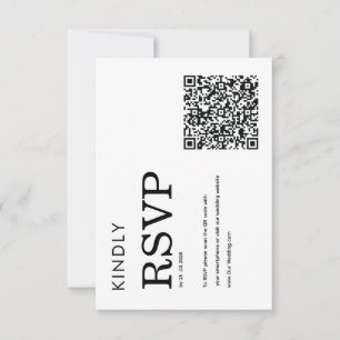 minimalist classic QR black and white RSVP card