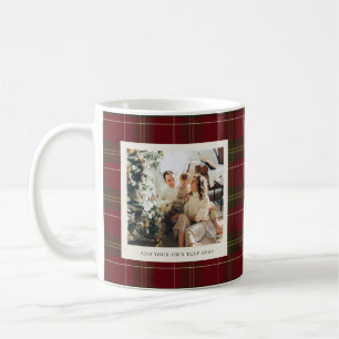 Minimalist Classic Red Plaid 2 Photo Coffee Mug