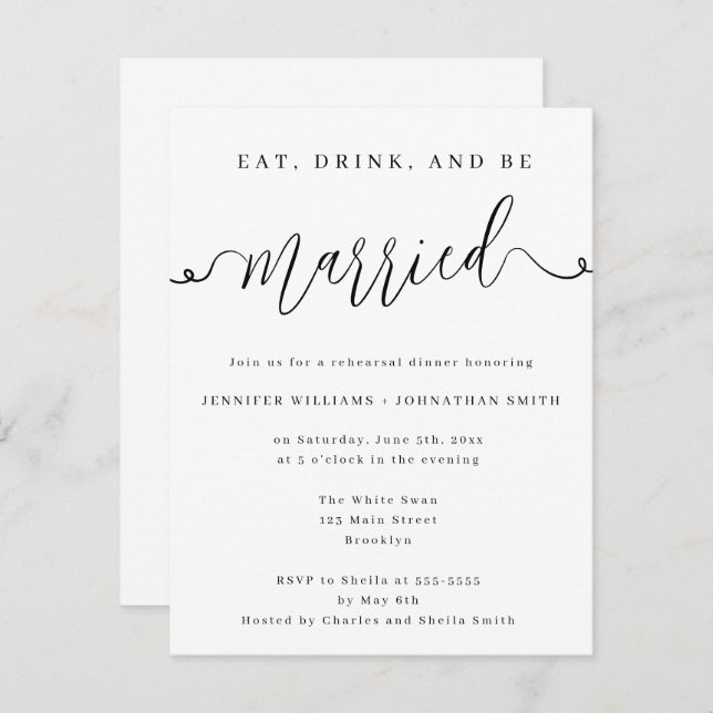Minimalist Classic Rehearsal Dinner Invitation (Front/Back)