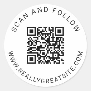 Minimalist Classic Round QR Code Sticker