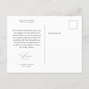 Minimalist classic simple thank you postcard