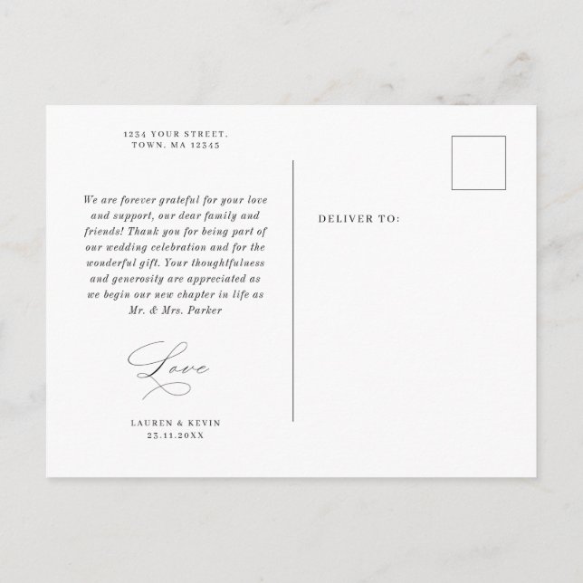 Minimalist classic simple thank you postcard (Back)