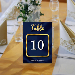 Minimalist Classic Timeless Navy & Gold Wedding Table Number