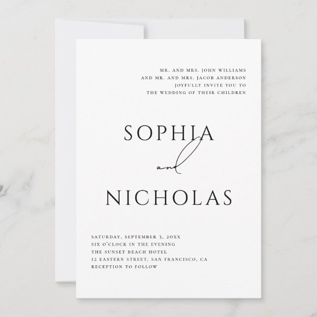 Minimalist Classic Wedding | Elegant Typography Invitation (Front)