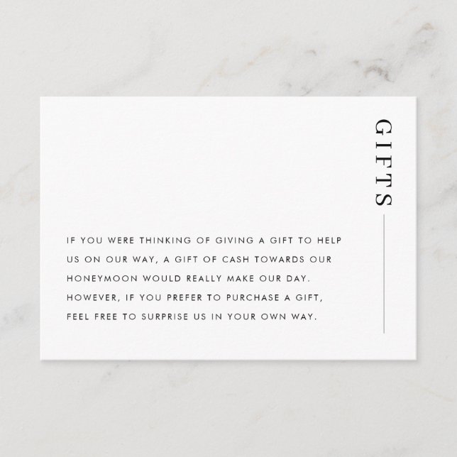 Minimalist Classic Wedding Gift Wishing Well Enclosure Card (Front)