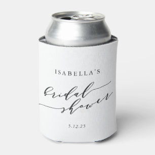 Minimalist Classic White Background Bridal Shower  Can Cooler