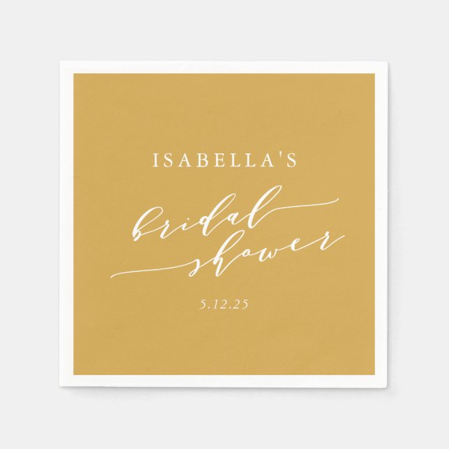 Minimalist Classic Yellow Bridal Shower Custom  Napkin (Front)