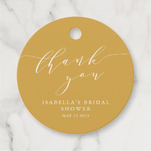 Minimalist Classic Yellow Bridal Shower Thank You Favour Tags