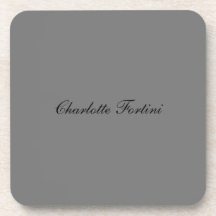 Minimalist Classical Handwriting Script Name Grey Coaster