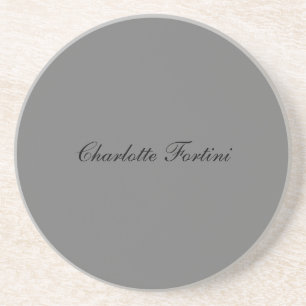 Minimalist Classical Handwriting Script Name Grey Coaster