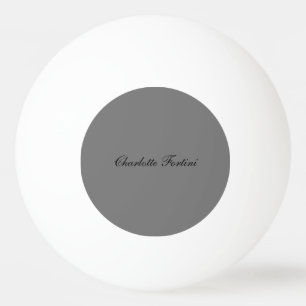 Minimalist Classical Handwriting Script Name Grey Ping Pong Ball
