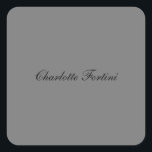 Minimalist Classical Handwriting Script Name Grey Square Sticker<br><div class="desc">This template can be customized to meet all professional occupations.</div>