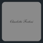Minimalist Classical Handwriting Script Name Grey Square Sticker<br><div class="desc">This template can be customized to meet all professional occupations.</div>